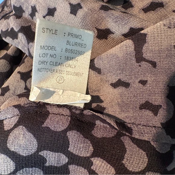 Theory Silk Primo Blurred Tie-neck Black,Grey and beige Patterned Blouse M - Picture 13 of 13